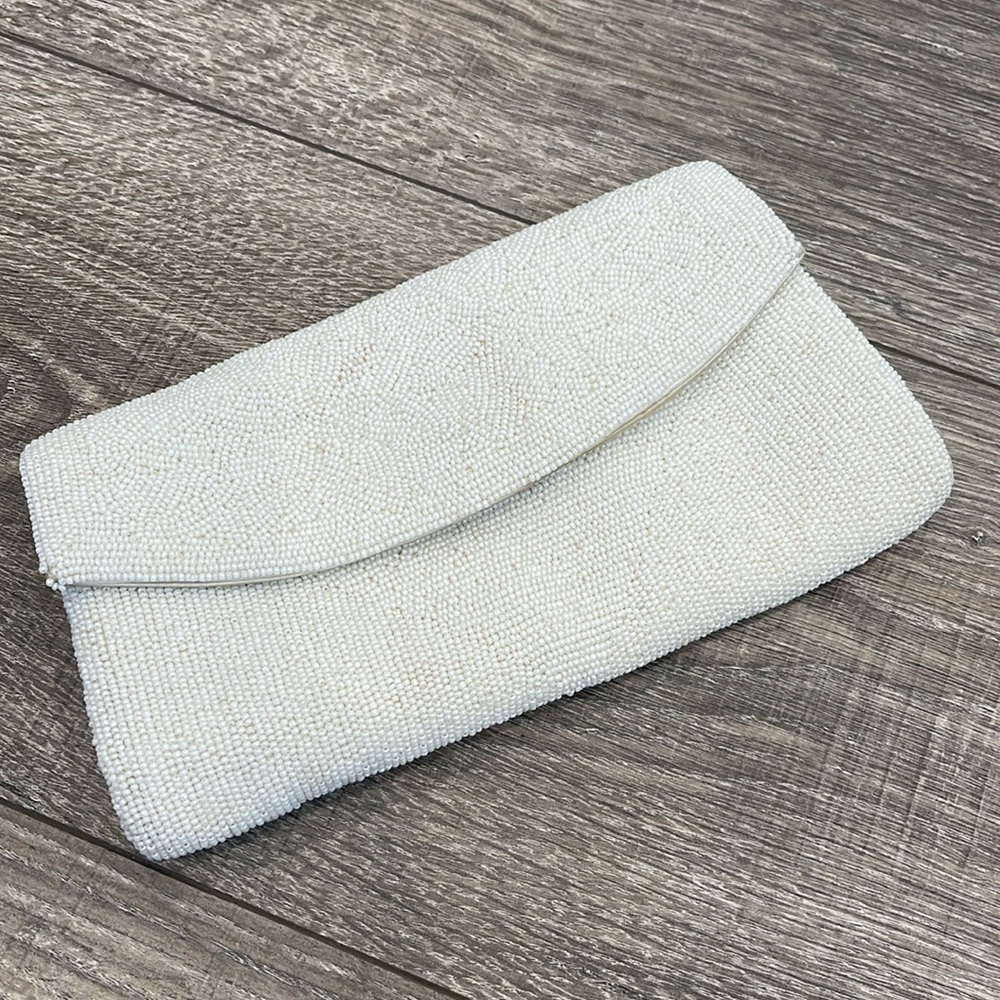 Vintage Beaded Clutch Bag With Snap Closure